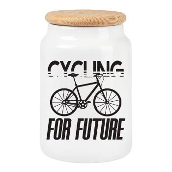 Vélo pour les cyclistes de demain Cadeau sur les changements climatiques - Boîte à biscuits avec couvercle en bois - blanc - Devant