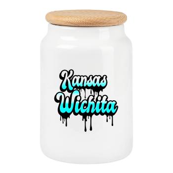 Wichita Kansas Design - Keksdose mit Holzdeckel - Weiß - Vorne