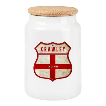 Crawley England Wappen - Keksdose mit Holzdeckel - Weiß - Vorne
