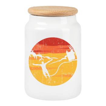 Silhouette du Kitesurf au coucher du soleil - Boîte à biscuits avec couvercle en bois - blanc - Devant