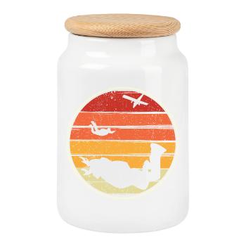 Coucher de soleil silhouette cercle de surf - Boîte à biscuits avec couvercle en bois - blanc - Devant