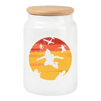Cercle de parachutistes au coucher du soleil - Boîte à biscuits avec couvercle en bois - blanc - Devant