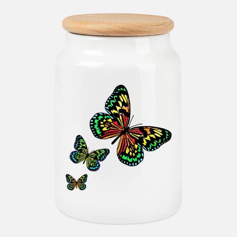 3 Butterflies R6Z - Keksdose mit Holzdeckel - Weiß