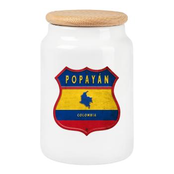 Popayán Kolumbien Wappen Design - Keksdose mit Holzdeckel - Weiß - Vorne