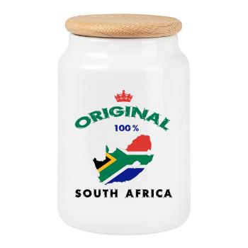 Südafrika Original 100% Flaggen Design - Keksdose mit Holzdeckel - Weiß - Vorne