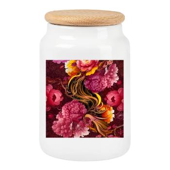 Merveilleux design floral élégant - Boîte à biscuits avec couvercle en bois - blanc - Devant