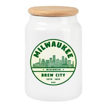 Milwaukee Brew City Skyline - Keksdose mit Holzdeckel - Weiß - Vorne