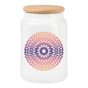 Mandala - Keksdose mit Holzdeckel - Weiß - Vorne