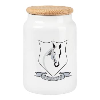 Equitation - Boîte à biscuits avec couvercle en bois - blanc - Devant