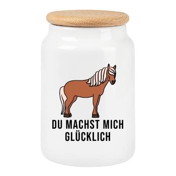 Horse Fan Horses Icelandic Horses Riding Statement - Cookie Jar with Wooden Lid - white - Front