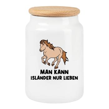 Chevaux islandais déclaration chevaux coeur galop - Boîte à biscuits avec couvercle en bois - blanc - Devant