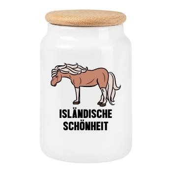 Horses Icelandic Horses Statement Horse Fool - Cookie Jar with Wooden Lid - white - Front