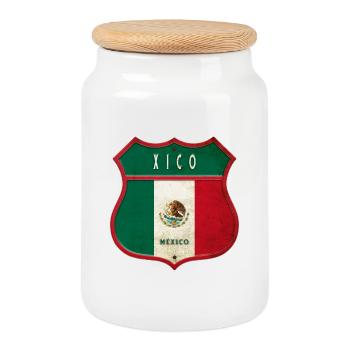 Design des armoiries de Xico Mexico - Boîte à biscuits avec couvercle en bois - blanc - Devant