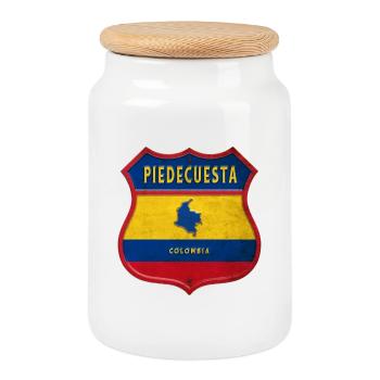 Piedecuesta Kolumbien Wappen Design - Keksdose mit Holzdeckel - Weiß - Vorne