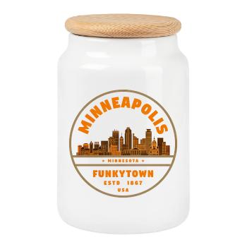 Minneapolis Minnesota - Boîte à biscuits avec couvercle en bois - blanc - Devant