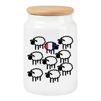 Le mouton français suit son propre chemin - Boîte à biscuits avec couvercle en bois - blanc - Devant