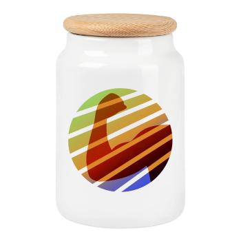 Invincible - Muscles - strong - colorful - Cookie Jar with Wooden Lid - white - Front