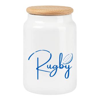 J peux pas j ai rugby - Boîte à biscuits avec couvercle en bois - blanc - Devant