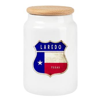 Laredo Texas Coat of Arms Flags Design - Boîte à biscuits avec couvercle en bois - blanc - Devant