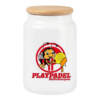 Ape Padel Exklusiv - Keksdose mit Holzdeckel - Weiß - Vorne