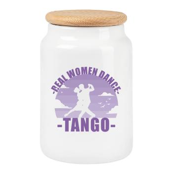 Real Women dance tango! Dancer Gift - Cookie Jar with Wooden Lid - white - Front