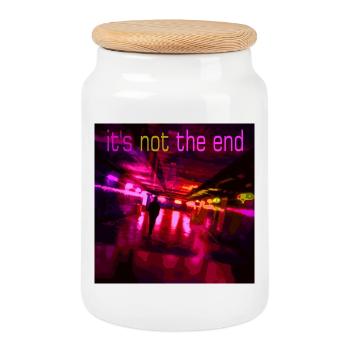 Neon Trail of the Night - Cookie Jar with Wooden Lid - white - Front