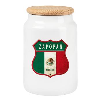 Design des armoiries de Zapopan - Boîte à biscuits avec couvercle en bois - blanc - Devant