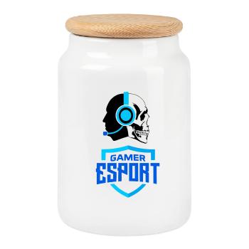 E sport - Cookie Jar with Wooden Lid - white - Front