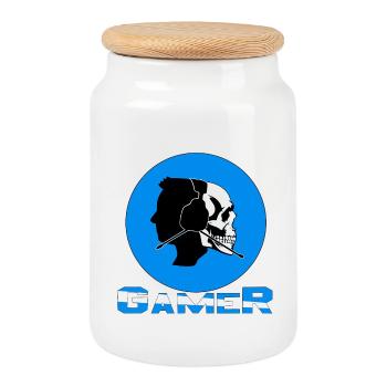 Spieler - Keksdose mit Holzdeckel - Weiß - Vorne