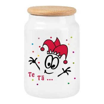Carnival, Carnival, Confetti - Cookie Jar with Wooden Lid - white - Front