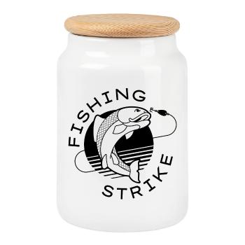 pêche, fishing, fan de pêche - Boîte à biscuits avec couvercle en bois - blanc - Devant