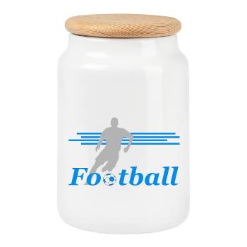 Fußball - Keksdose mit Holzdeckel - Weiß - Vorne