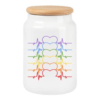 HEARTBEAT LGBTQIA+ FIERTÉ DE LA LIBERTÉ - Boîte à biscuits avec couvercle en bois - blanc - Devant