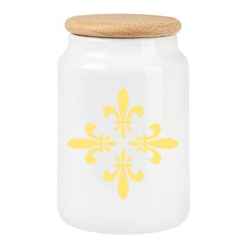 Lilienblüten Kreuz Muster ORNAMENT - Vektor - Keksdose mit Holzdeckel - Weiß - Vorne