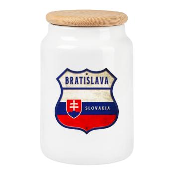 Conception du drapeau des armoiries de la - Boîte à biscuits avec couvercle en bois - blanc - Devant