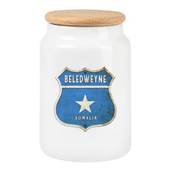Beledweyne Somalia Wappen Flaggen Design - Keksdose mit Holzdeckel - Weiß - Vorne