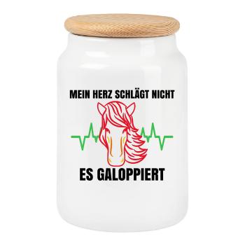 Cool Islandpferde Statement Pferdefan Gallop - Keksdose mit Holzdeckel - Weiß - Vorne