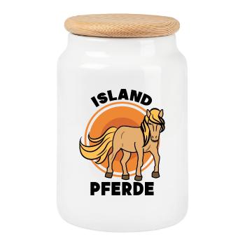 Gallop Horses Icelandic Horses Horse Love Saying - Cookie Jar with Wooden Lid - white - Front