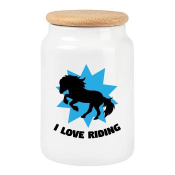 Horses Icelandic Horses Statement Riding Horse Love - Cookie Jar with Wooden Lid - white - Front