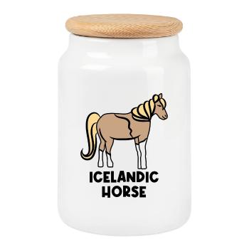 Islandpferde Pferdenarr Haflinger Ross Spruch - Keksdose mit Holzdeckel - Weiß - Vorne