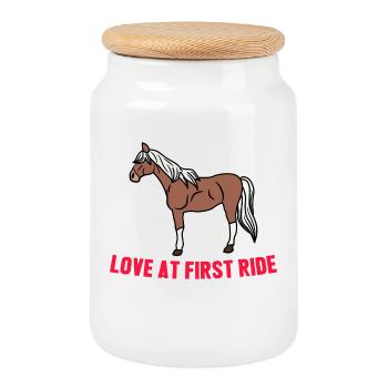 Cheval islandais cool Déclaration Amour de cheval - Boîte à biscuits avec couvercle en bois - blanc - Devant