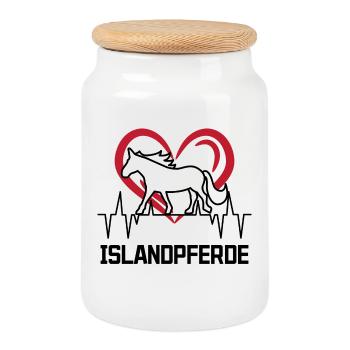 Cheval Amour Coeur Chevaux Islandais Etalon - Boîte à biscuits avec couvercle en bois - blanc - Devant