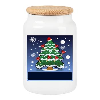 CHRISTMAS PLUMBER SANITARY FACILITIES PÖMPEL - Cookie Jar with Wooden Lid - white - Front