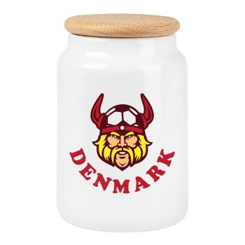 Denmark Football - Cookie Jar with Wooden Lid - white - Front