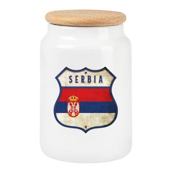 Design du drapeau des armoiries de la Serbie - Boîte à biscuits avec couvercle en bois - blanc - Devant