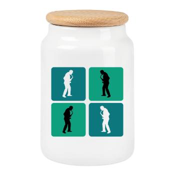 Saxophone Design - Keksdose mit Holzdeckel - Weiß - Vorne