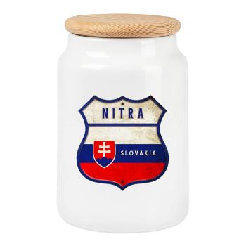 Nitra Slowakei Wappen Flaggen Design - Keksdose mit Holzdeckel - Weiß - Vorne
