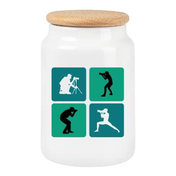 Photographer design - Cookie Jar with Wooden Lid - white - Front