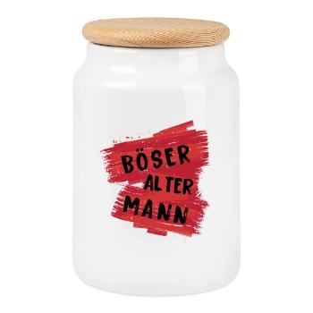 Böser Alter Mann - Keksdose mit Holzdeckel - Weiß - Vorne