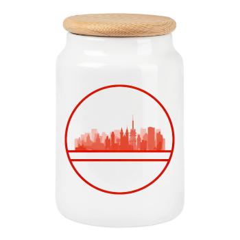 Sceau de la ligne de la Forêt de Praha - Boîte à biscuits avec couvercle en bois - blanc - Devant